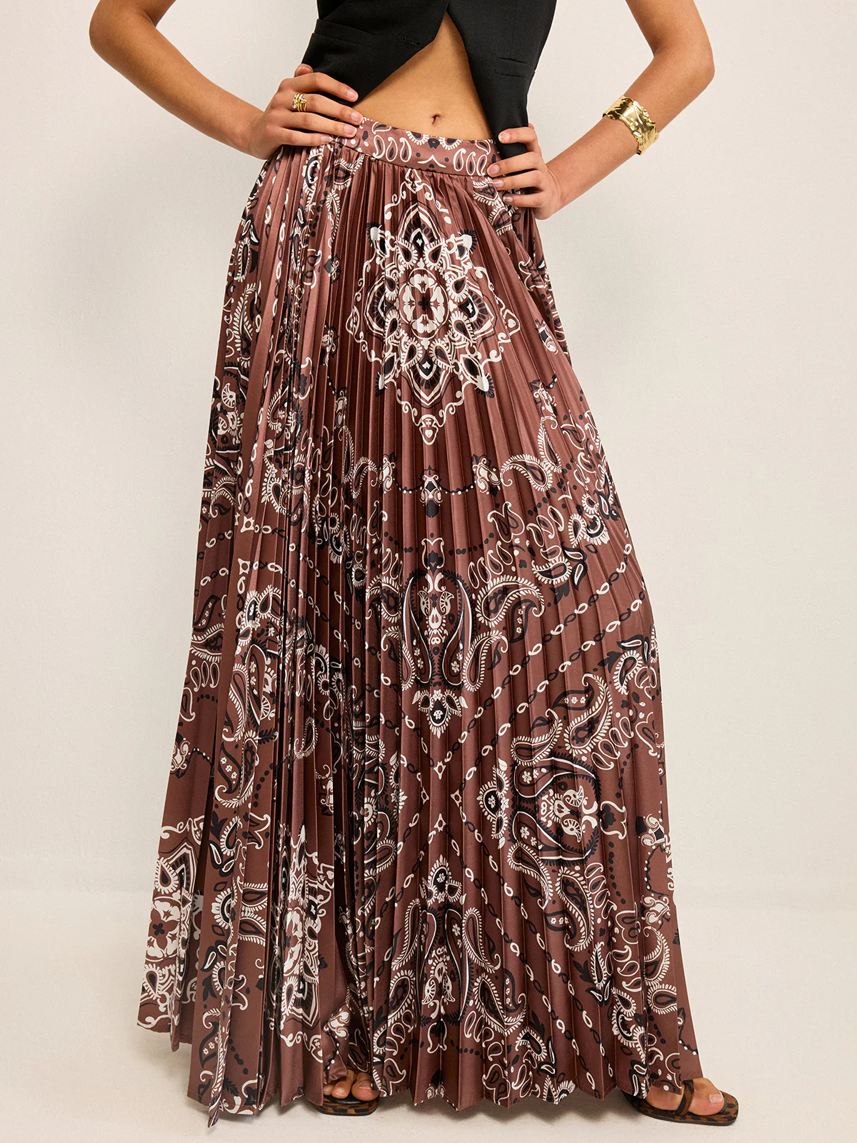Boho Pleated Maxi Skir - Takermore