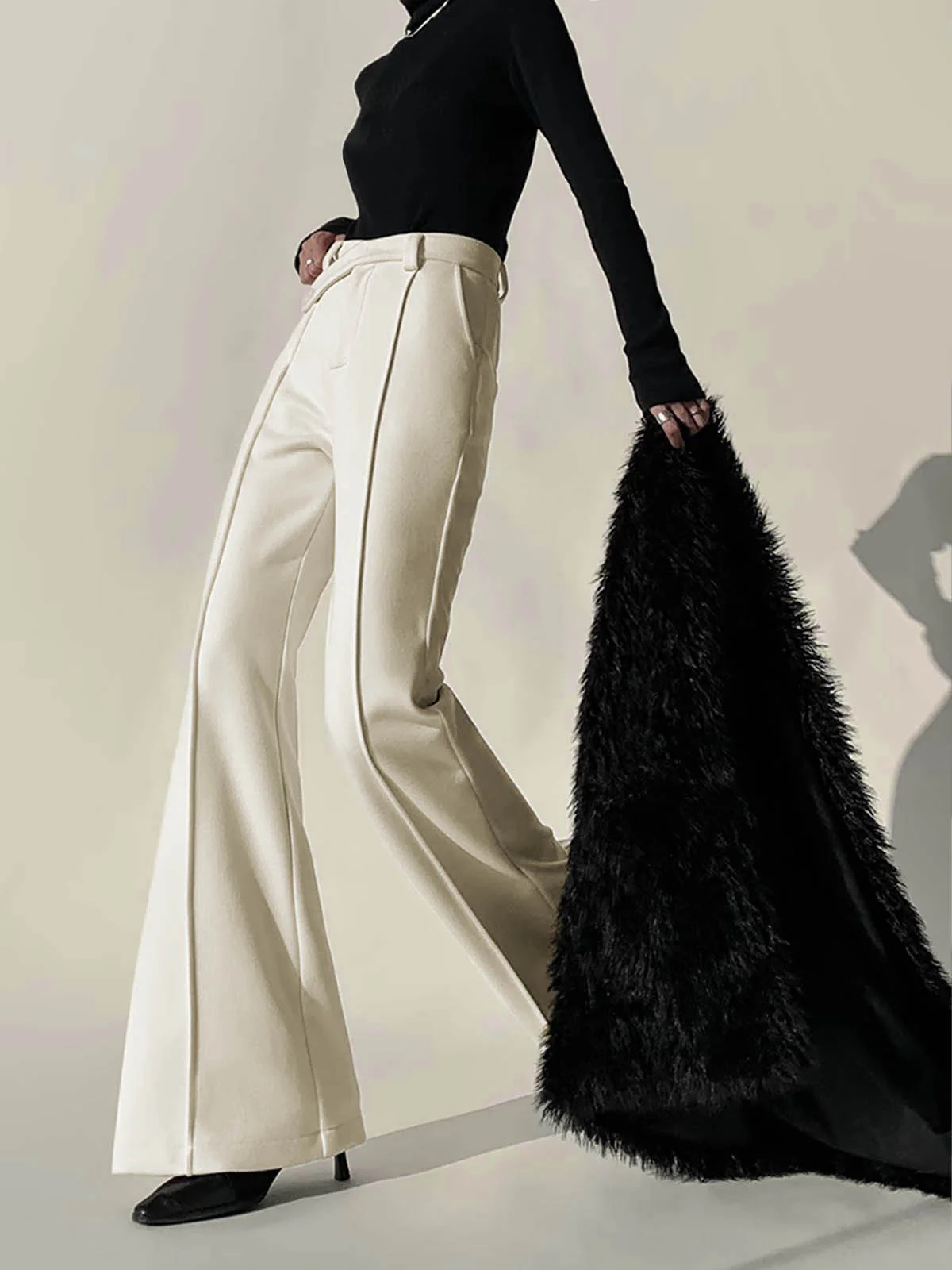 Plain High-Waist Piping Pants - Takermore