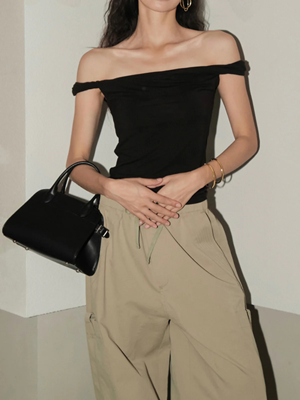 Twisted Strap Off Shoulder Shirt - Takermore