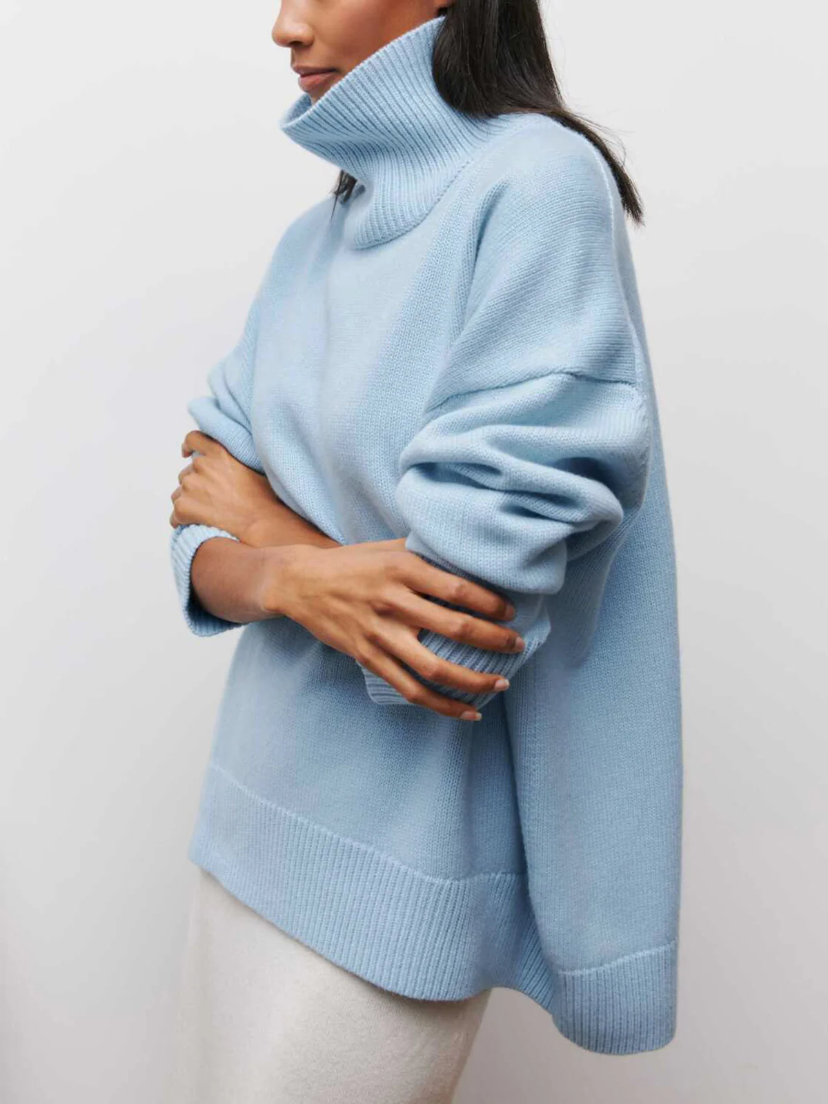 Cloudless Sky Turtleneck Oversized Sweater - Takermore