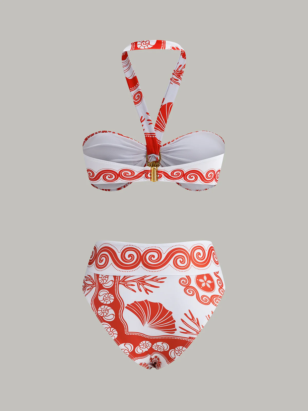 Halter Neck Print Bikini Set - Takermore
