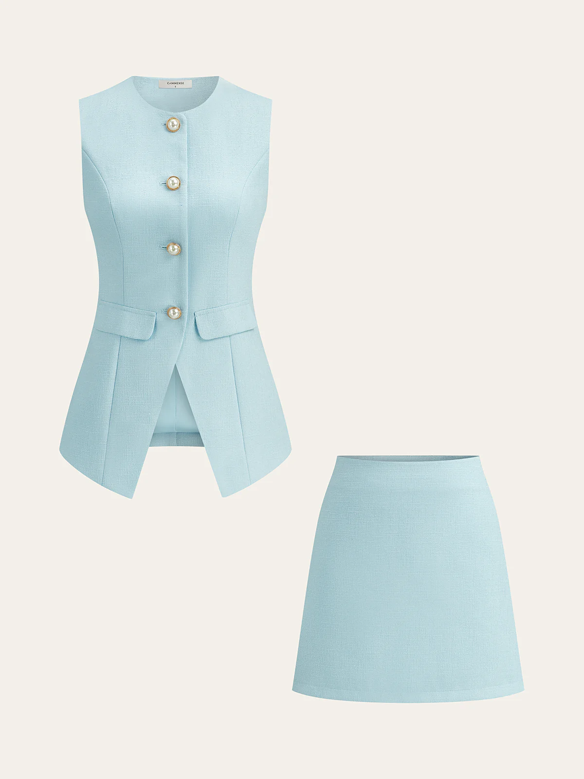 Tweed Pearl Blazer and Mini Skirt Set - Takermore