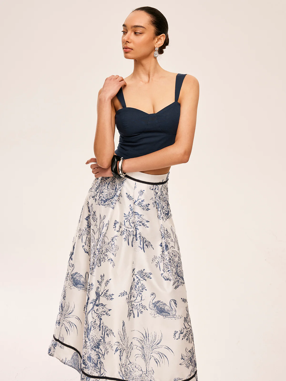Cotton & Linen Floral Print Skirt Set - Takermore