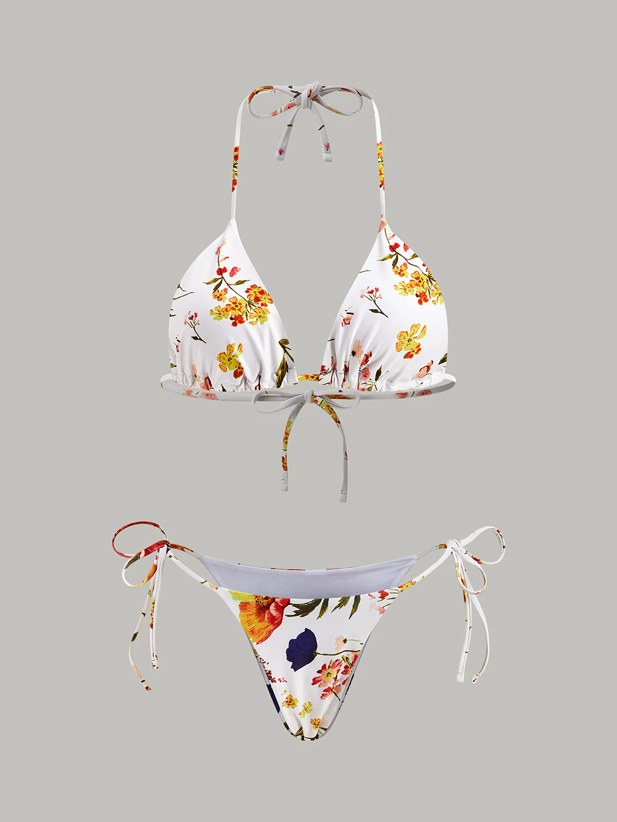 Floral Print Tie-String Bikini Set - Takermore