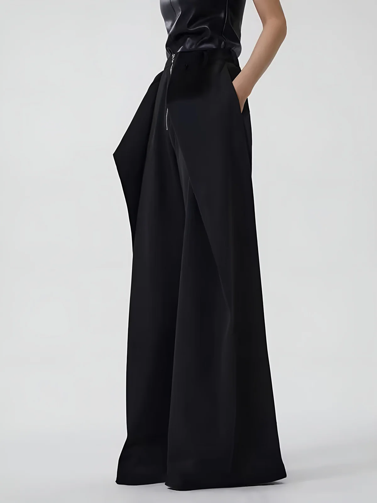 Plain Zipper Design Pants - Takermore