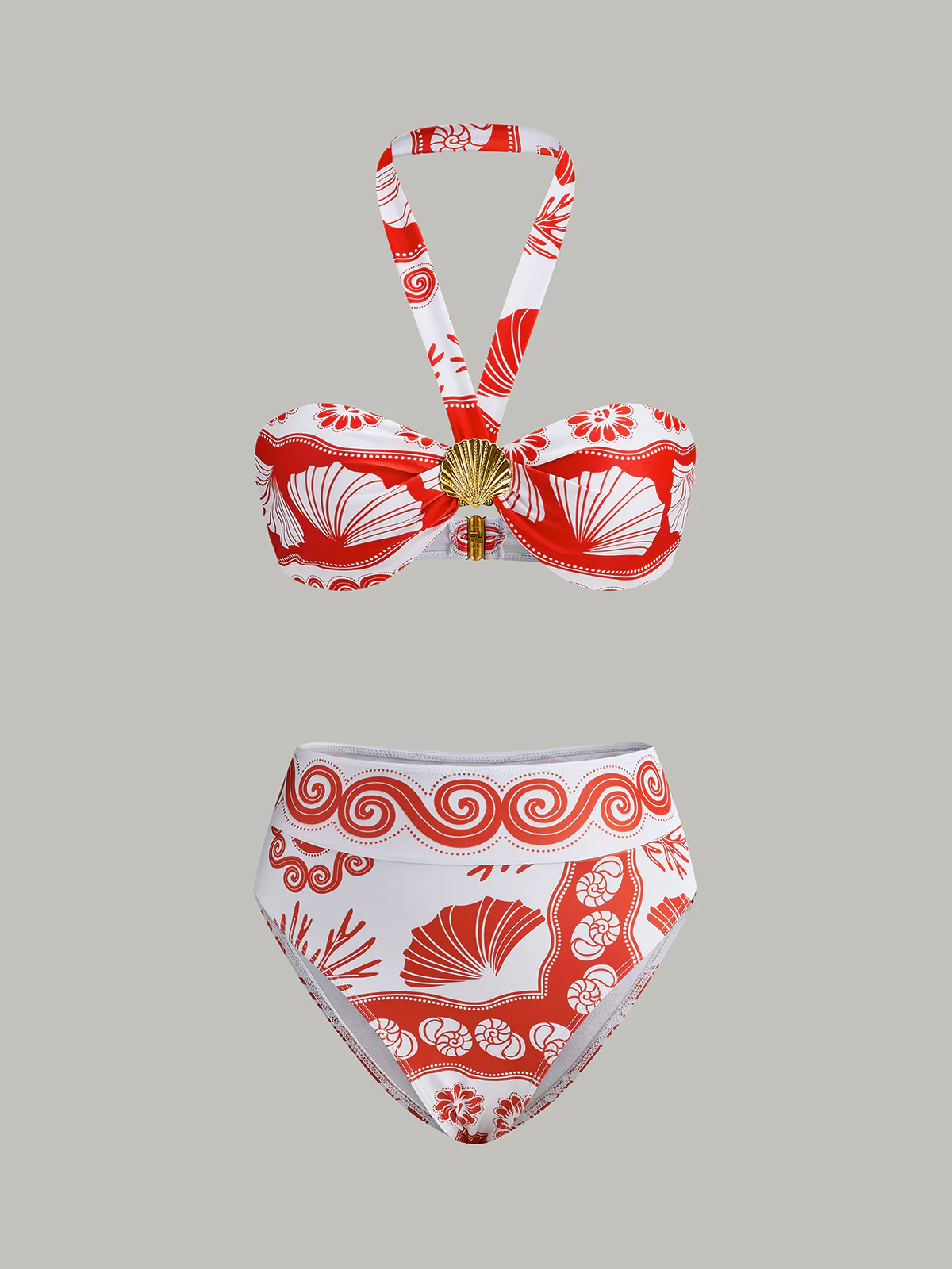 Halter Neck Print Bikini Set - Takermore