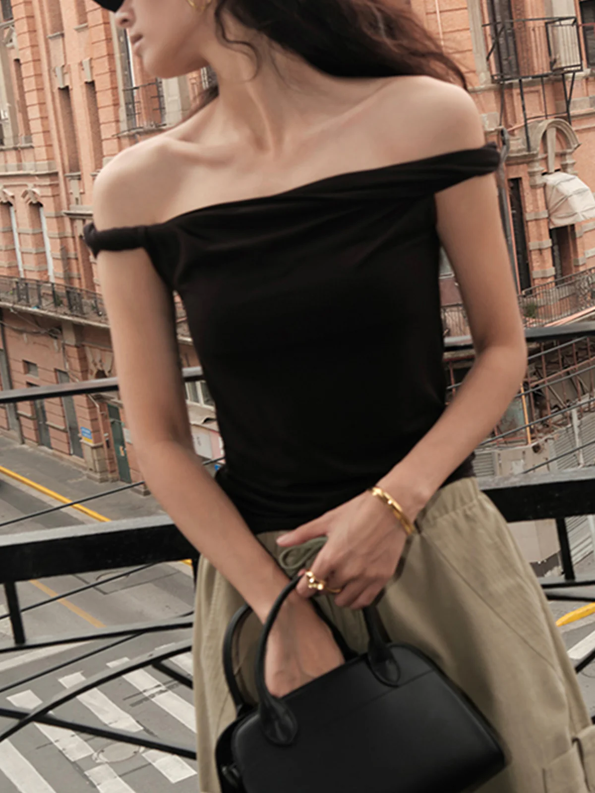 Twisted Strap Off Shoulder Shirt - Takermore