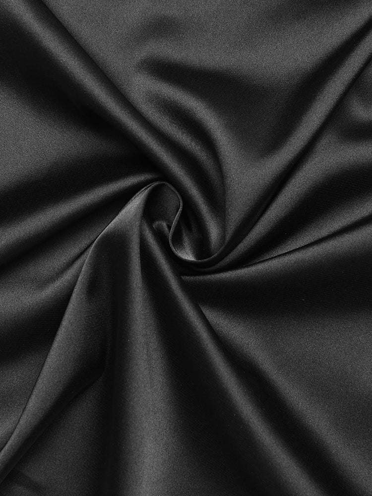 Satin Raw Hem Tied Two Piece Skirt Set - Takermore