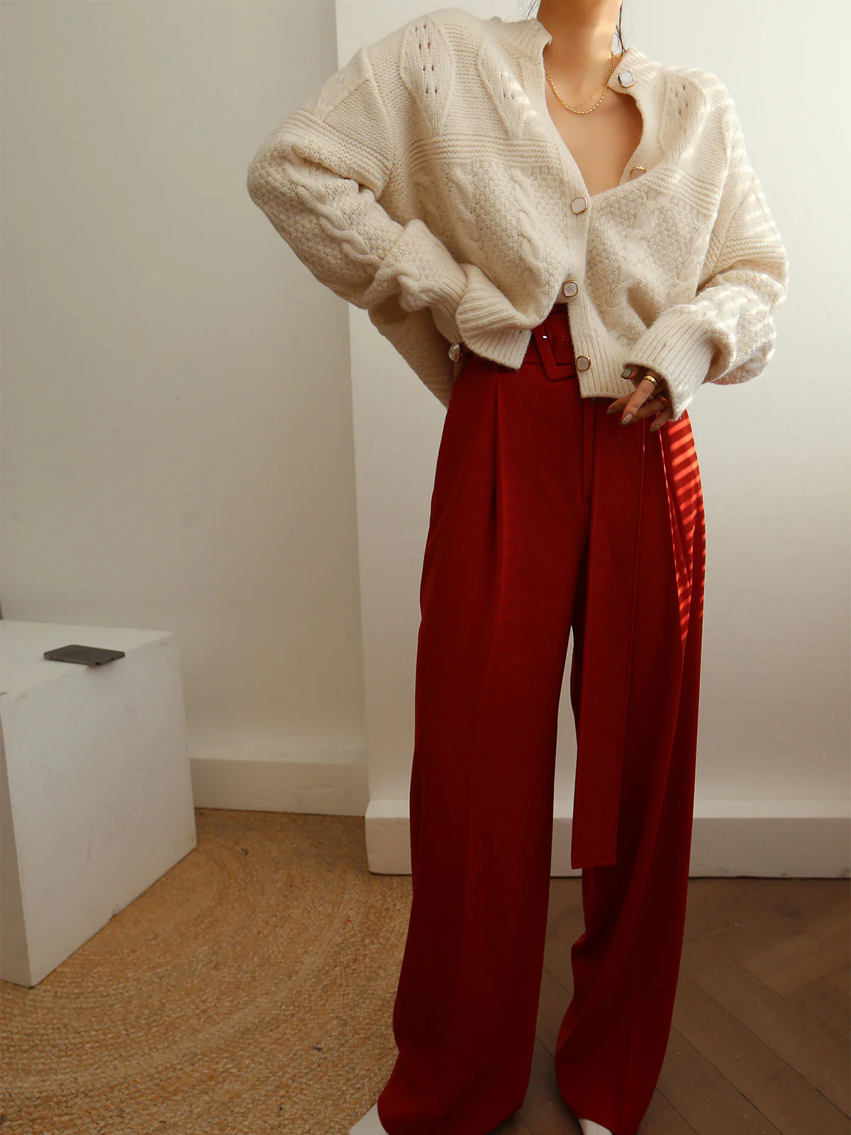 Pleated Wide Belted Pants - Takermore