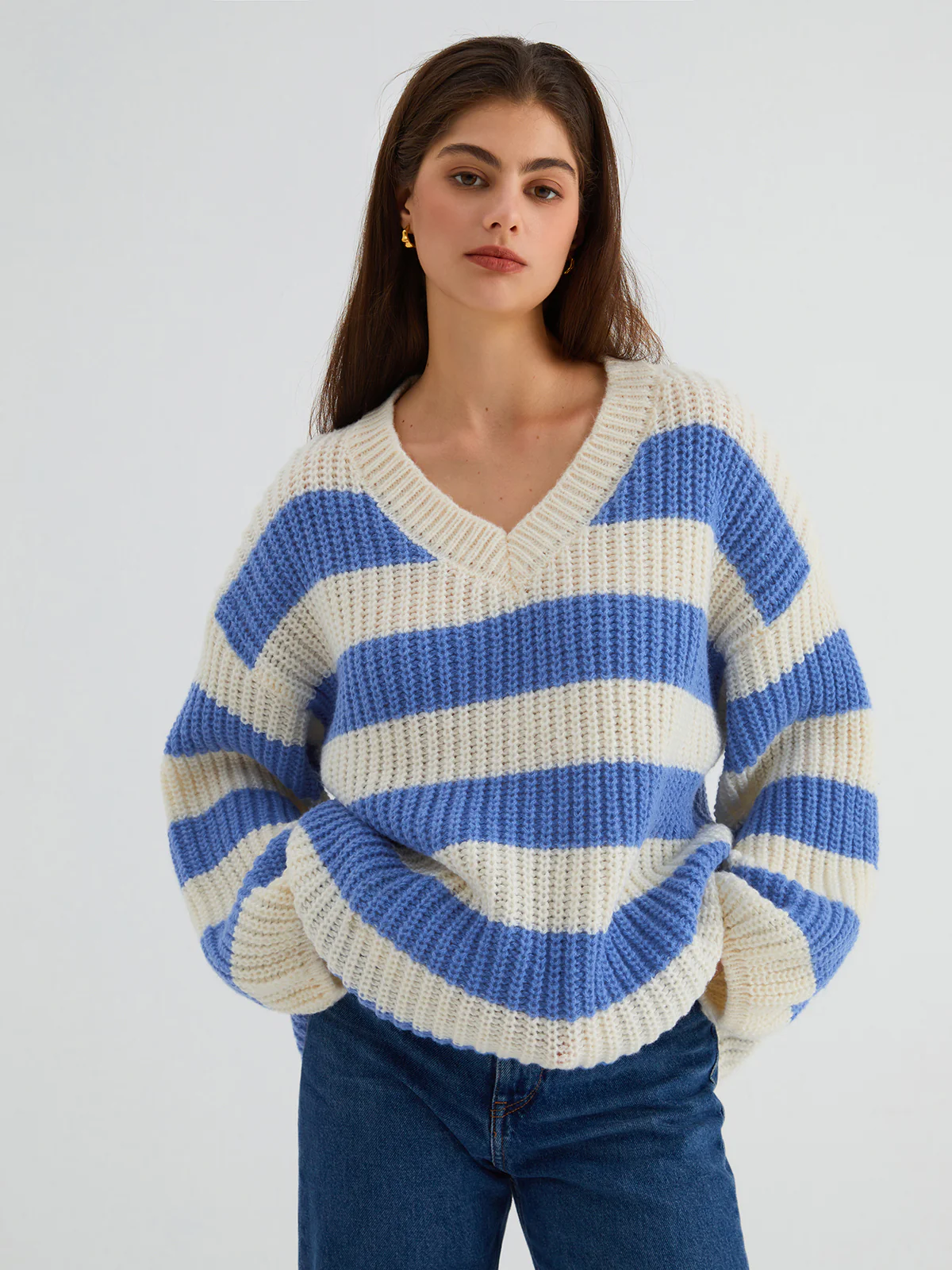 Sea Breeze Stripe Oversized Sweater - Takermore