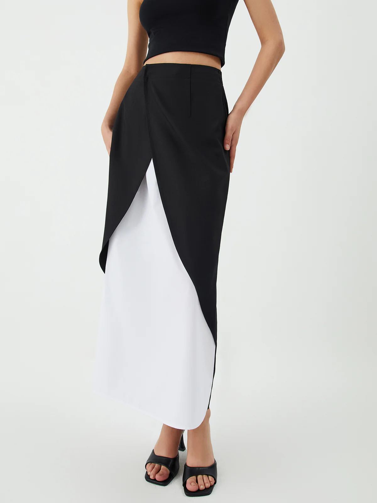 Patchwork Split Maxi Skirt - Takermore