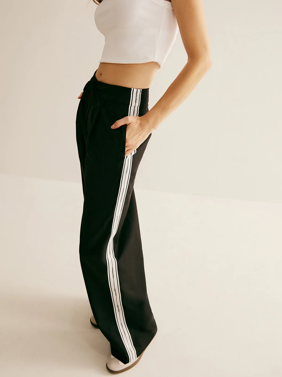 Patchwork High Waist Drawstring Pants - Takermore