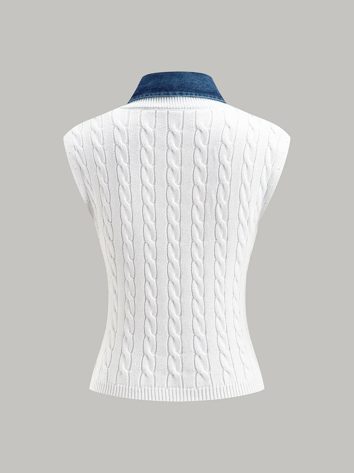 Cotton Denim Collar Knit Top - Takermore