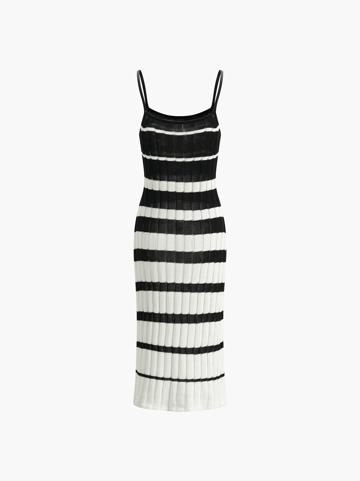 Two-Tone Striped Midi Sweater Dress - Takermore
