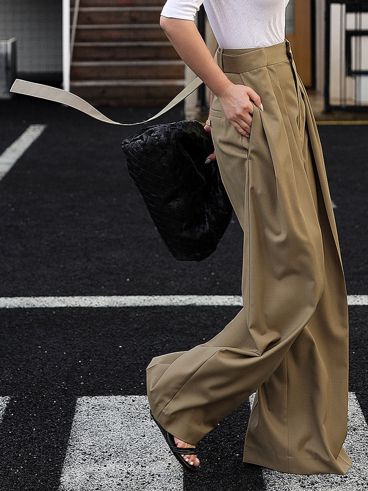 Oversized Tied Wide Leg Dress Pants - Takermore