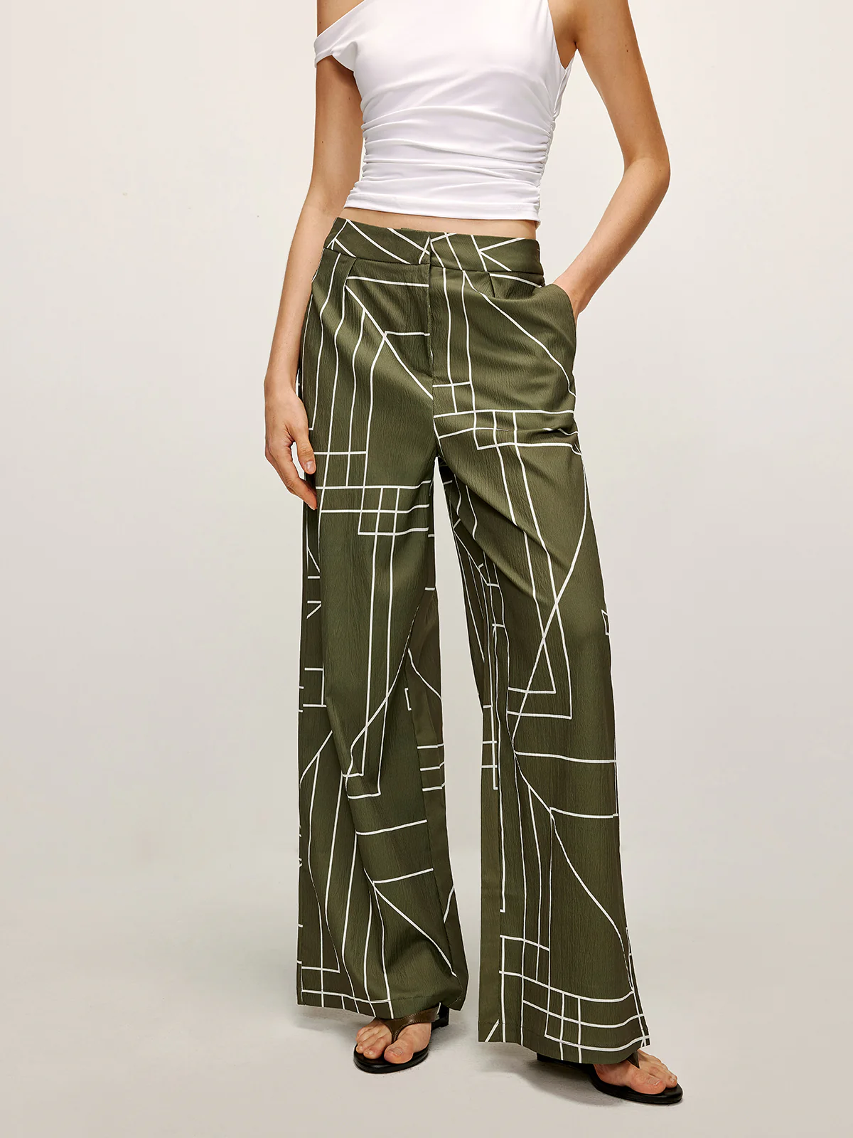 Printed Wide-Leg Pants - Takermore