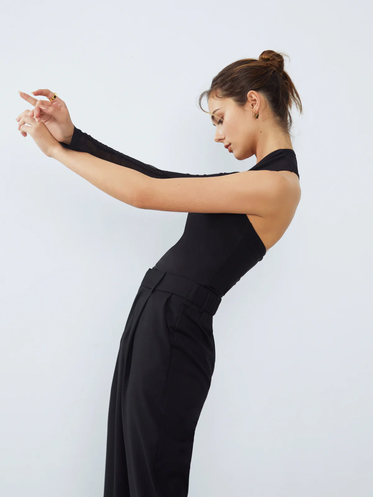 Asymmetrical One Mesh Sleeve Shirt - Takermore