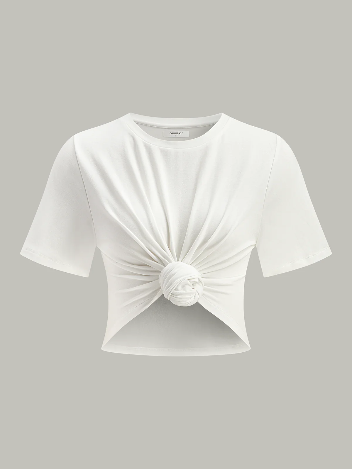 Cropped Knot-Front T-Shirt - Takermore