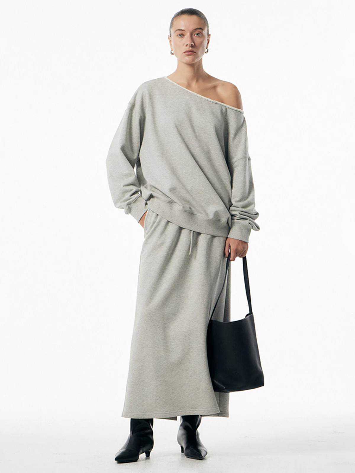 Asymmetrical Drawstring Pockets Skirt Set - Takermore