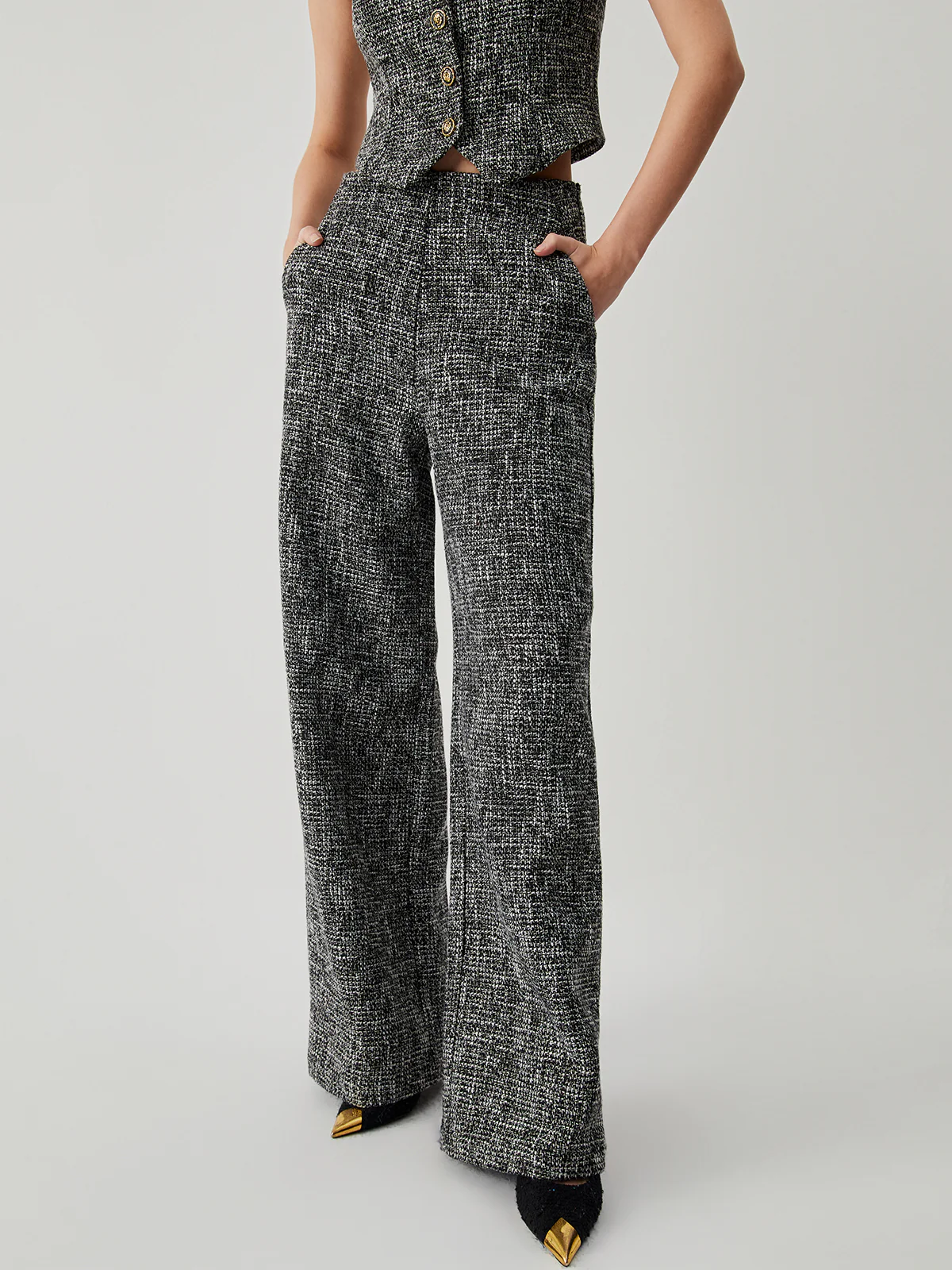 Old Money Tweed Straight Leg Pocket Pants - Takermore