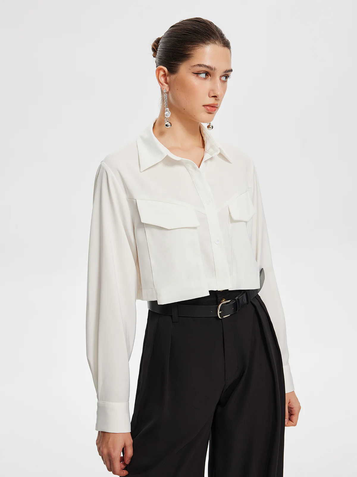 Fair And Square Collared Crop Shirt - Takermore