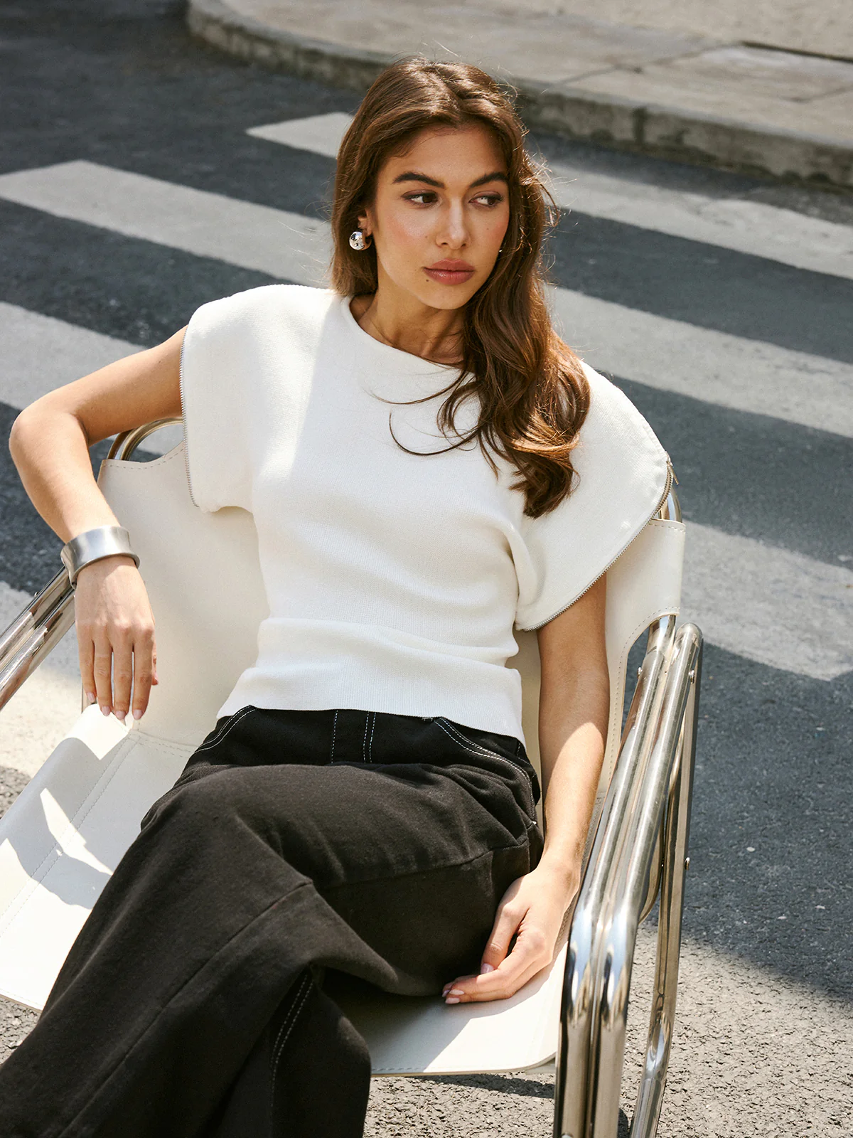 Short-Sleeve Ribbed Knit Top - Takermore