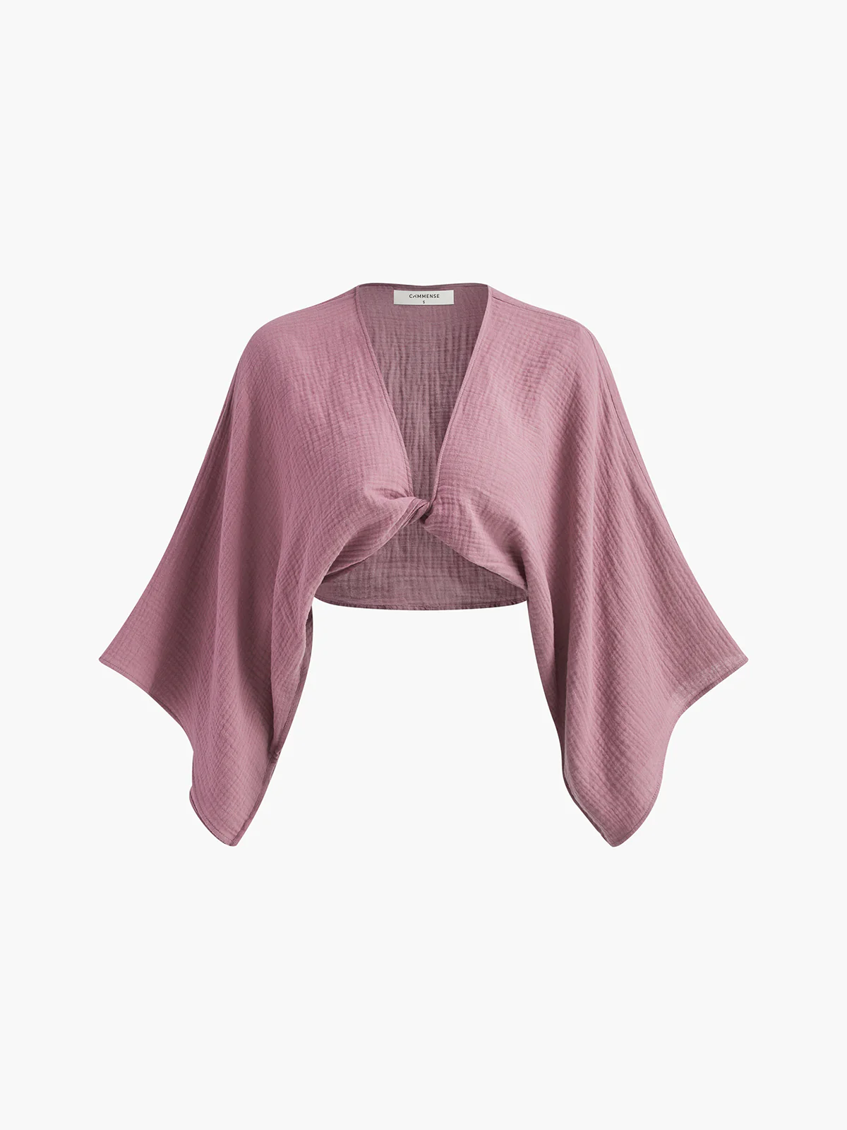Tie-Front Long Sleeve Cropped Blouse - Takermore
