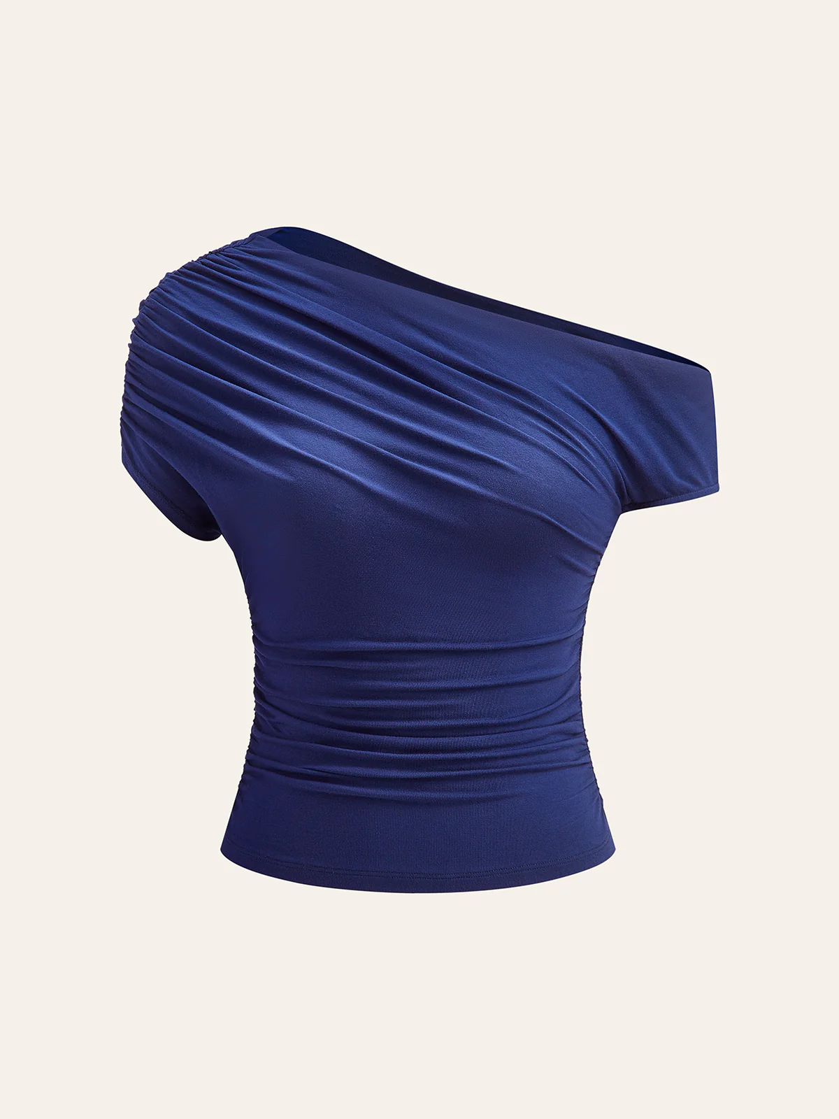 Asymmetrical Off-Shoulder Ruched Top - Takermore
