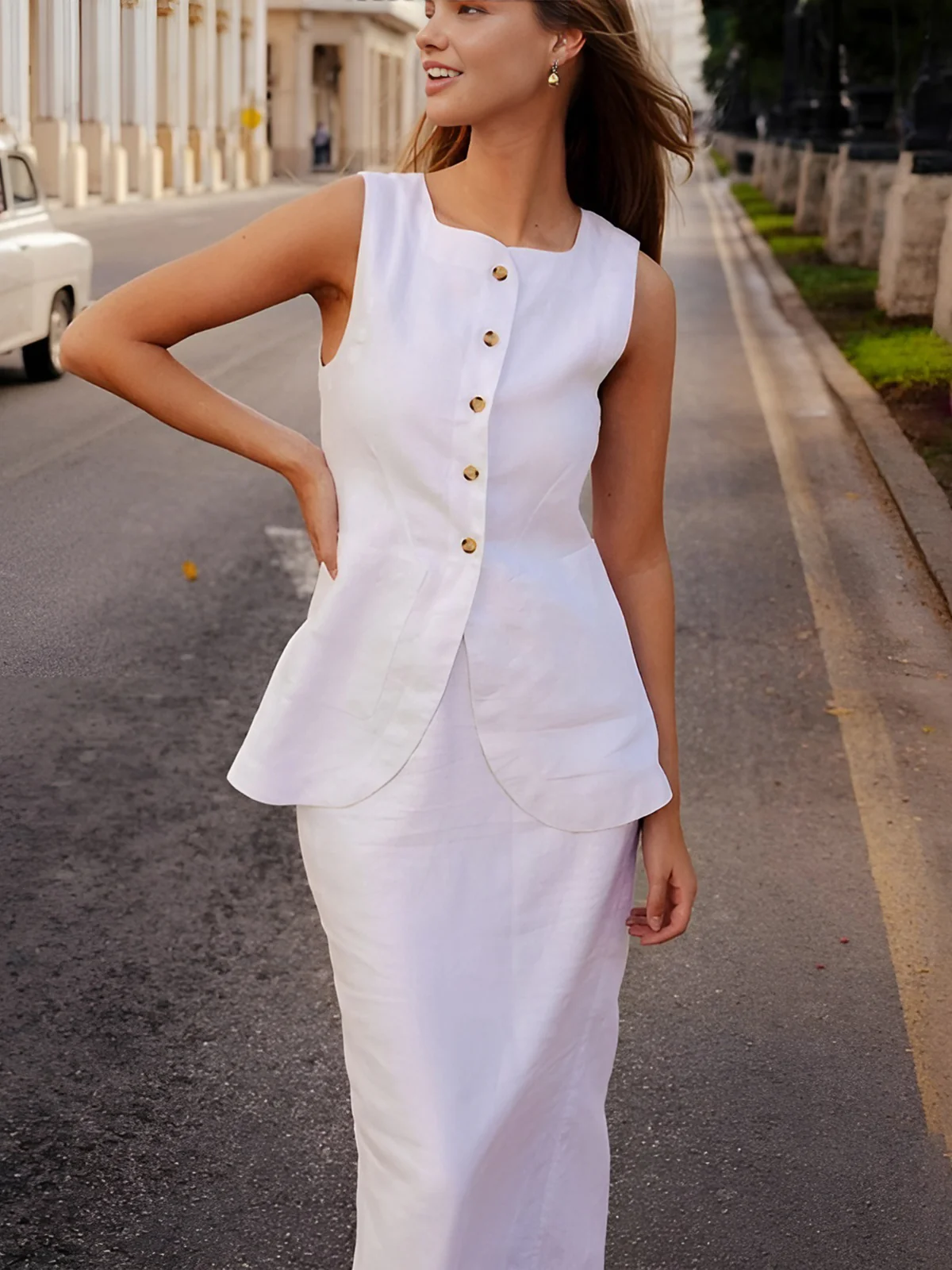 Cotton Blends Skirt Set - Takermore