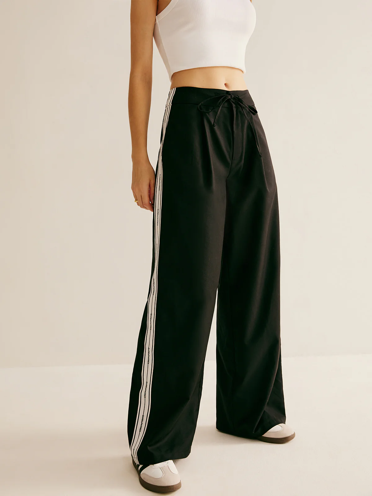 Patchwork High Waist Drawstring Pants - Takermore