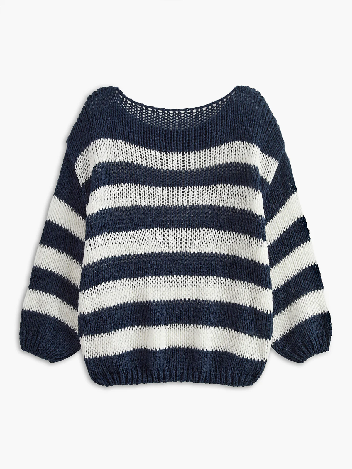 Crew Neck Striped Soft Sweater - Takermore