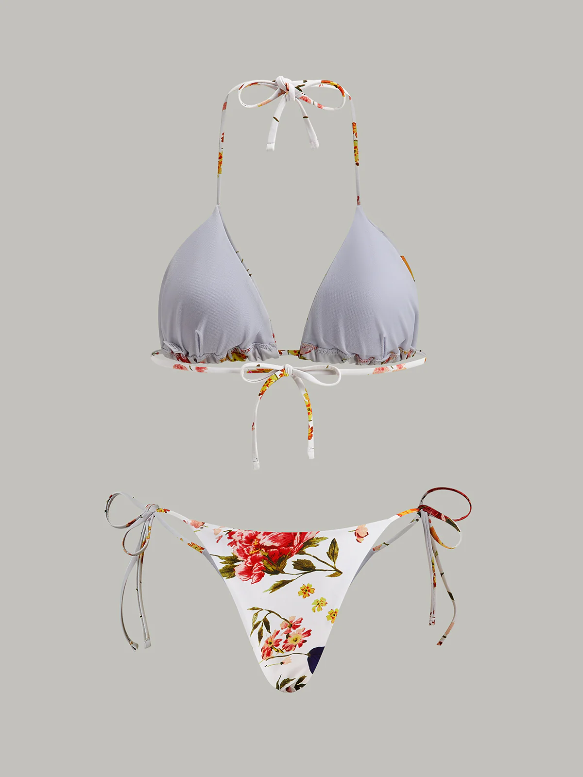 Floral Print Tie-String Bikini Set - Takermore