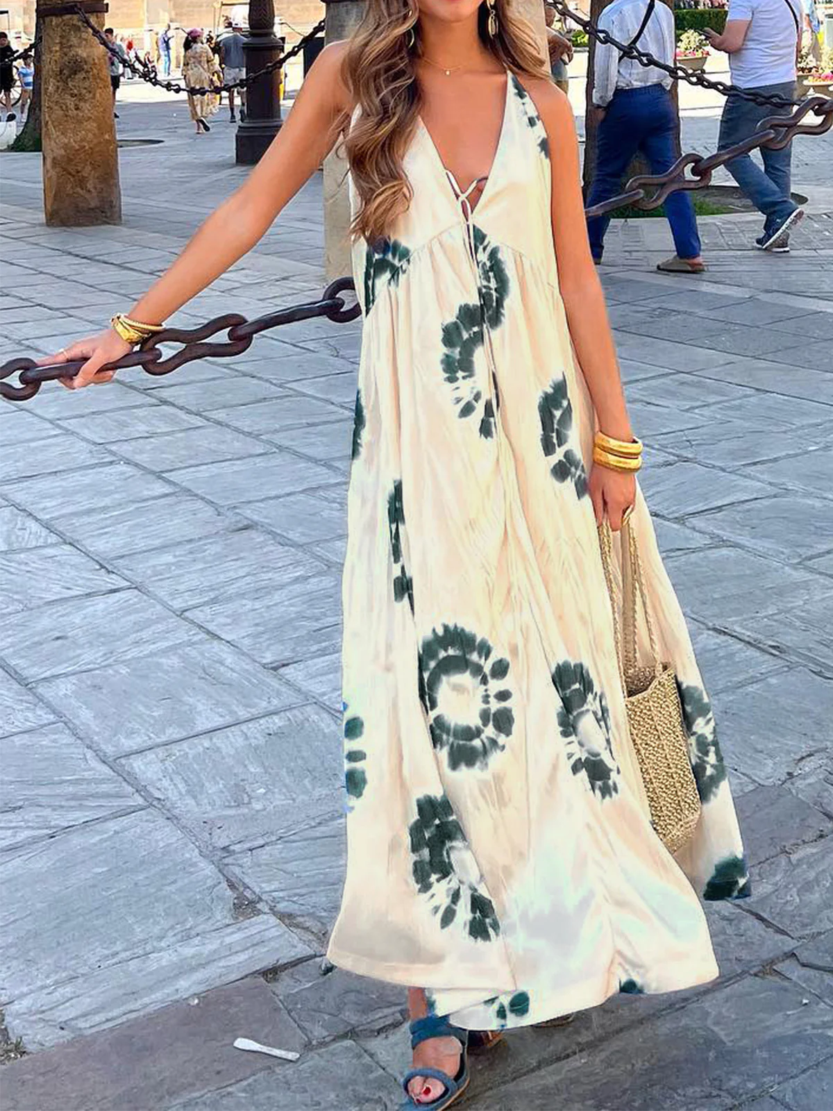 Ink Ripple Leisure Long Dress - Takermore