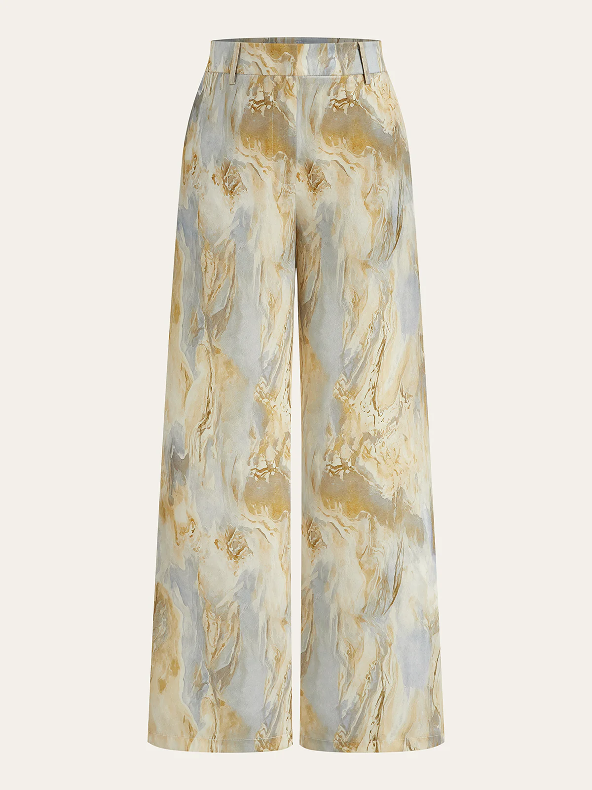 Marble Print Straight-Leg Pants - Takermore