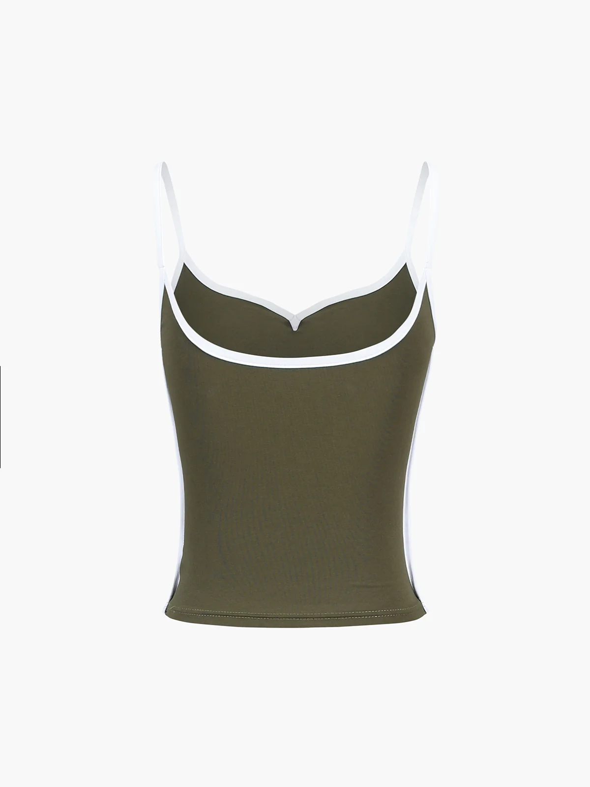 Contrast Trim Sweetheart Ribbed Crop Cami Top - Takermore