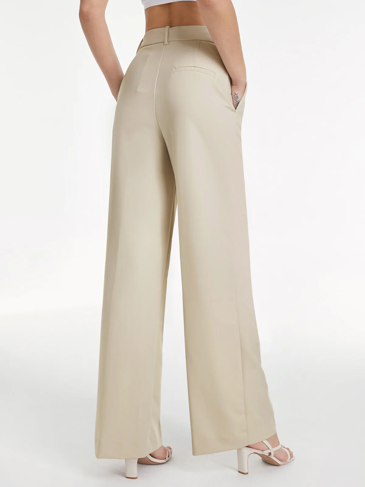 High Waisted Relaxed Fit Wide Leg Dress Pants - Takermore