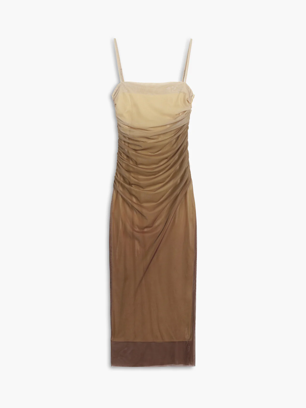 Cappuccino Ombre Mesh Zippered Long Dress - Takermore