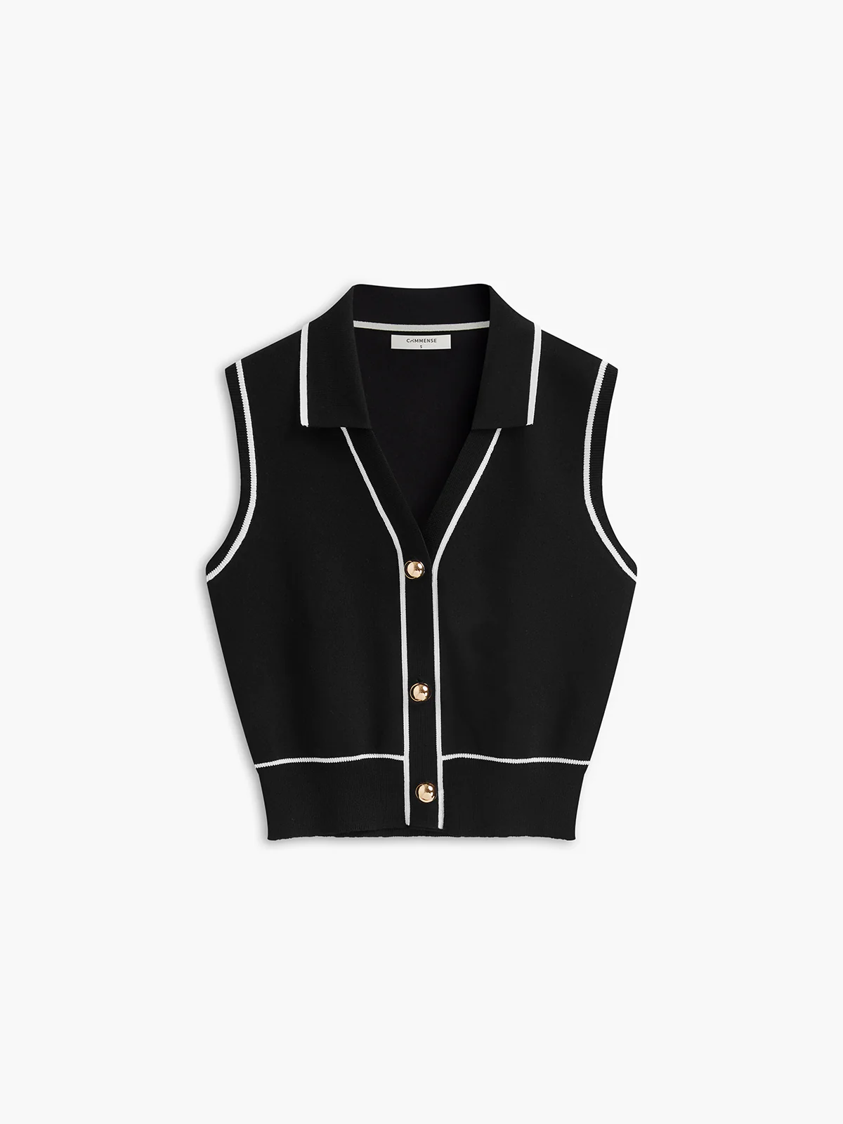 Button Front Contrast Binding Sleeveless Skirt Set - Takermore