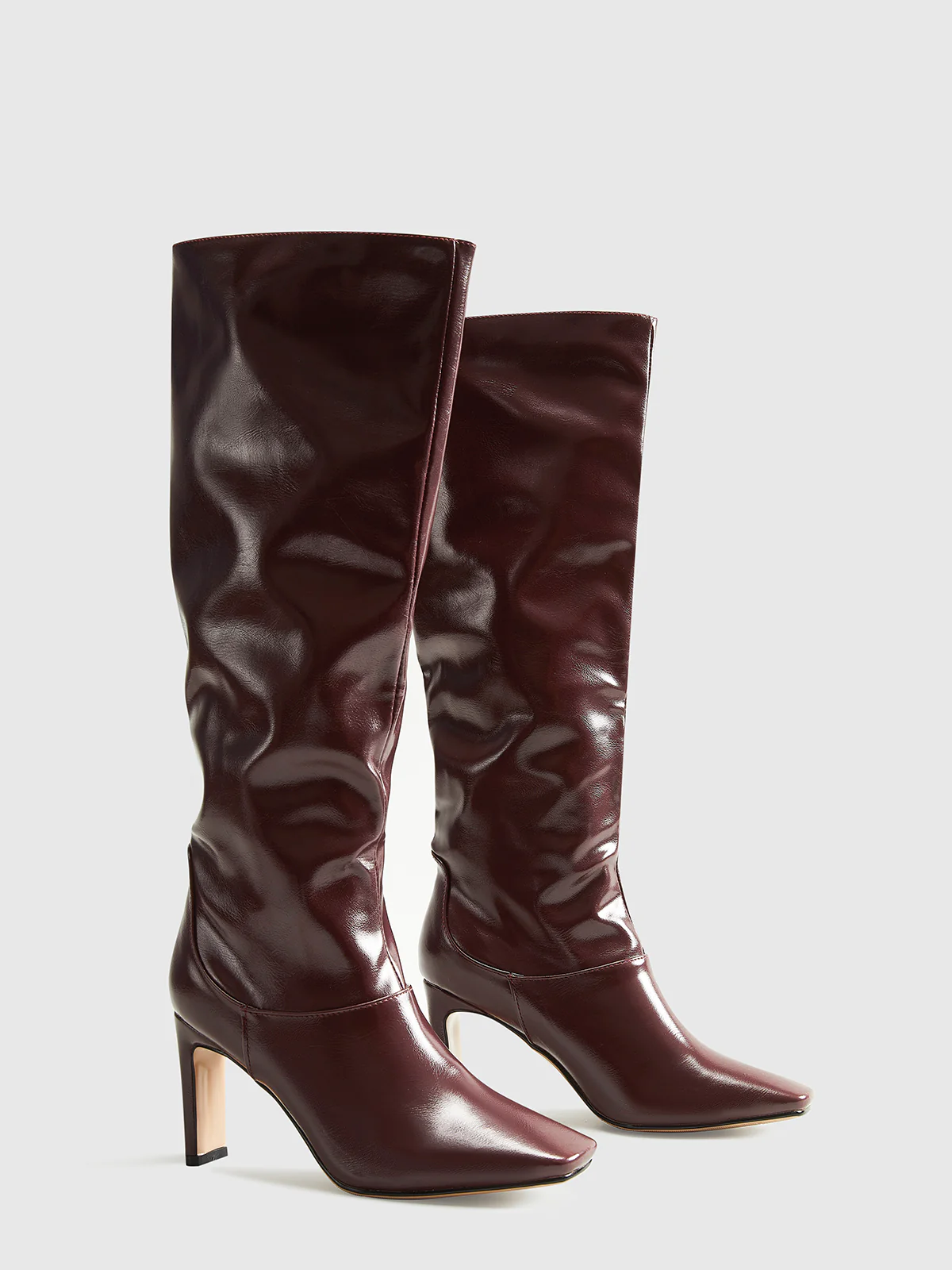 High-Heel Square Toe Knee-High Boots - Takermore