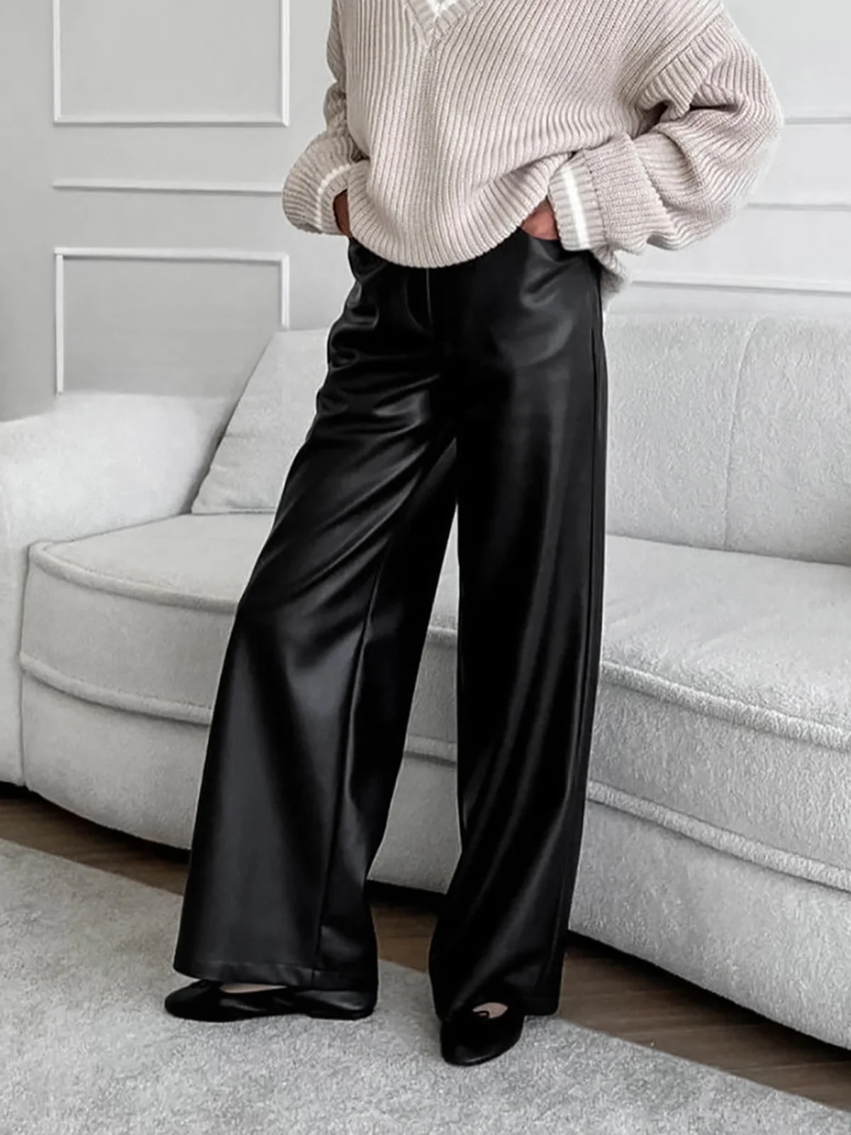 Versatile Faux Leather Pants - Takermore