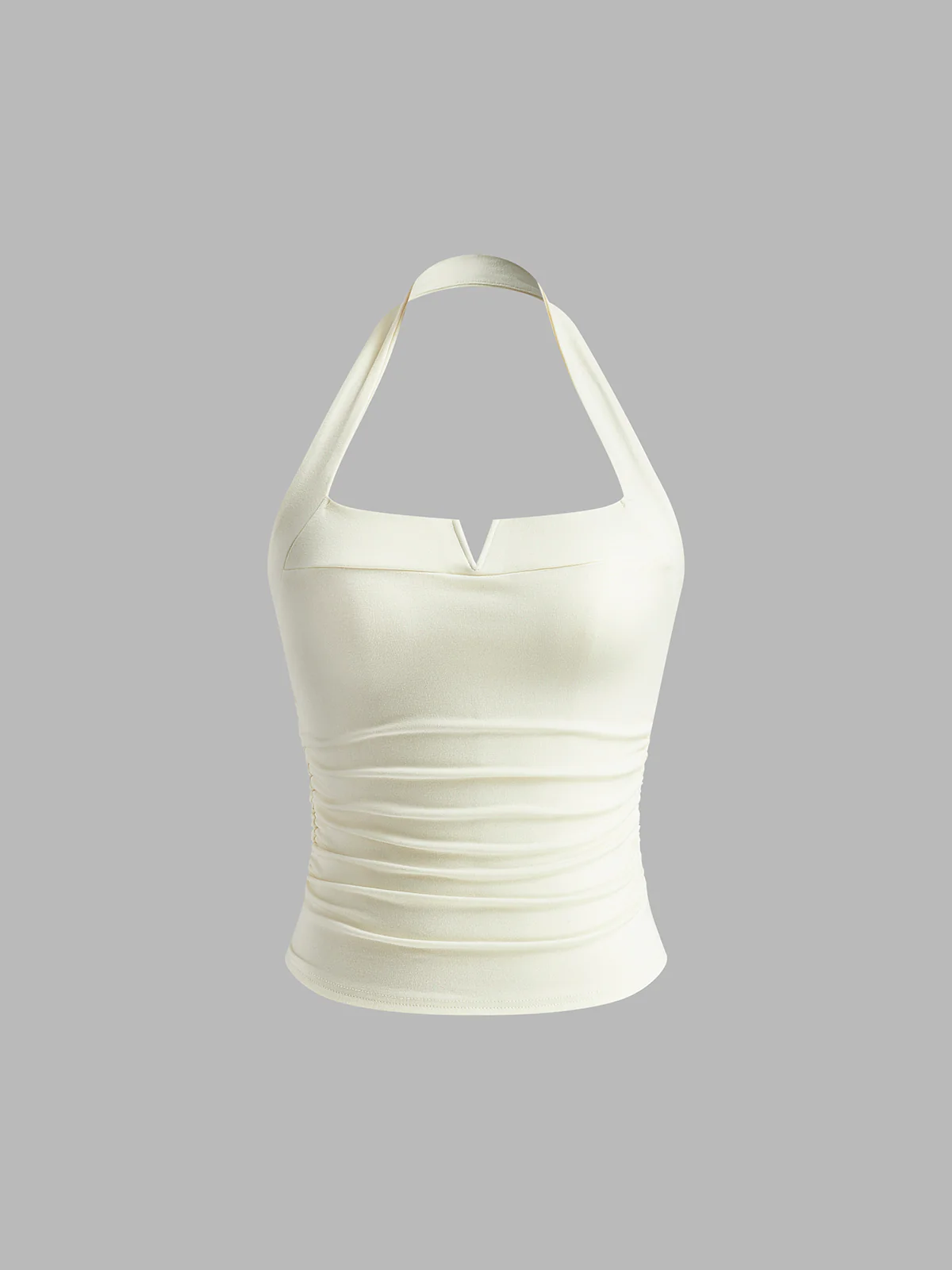 Pleated Ribbed Halter Top - Takermore