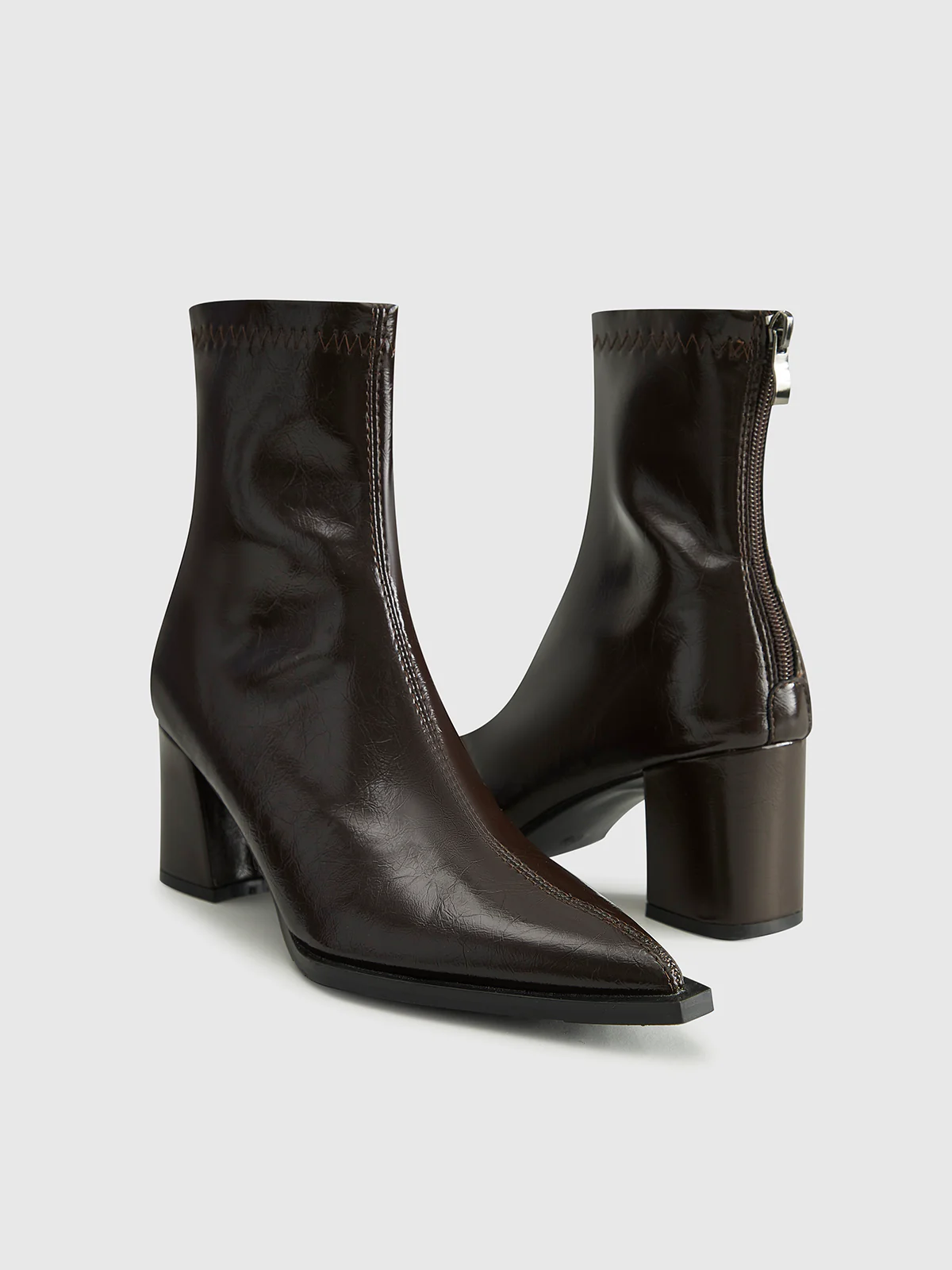 Thick Heel Zipper Ankle Boots - Takermore