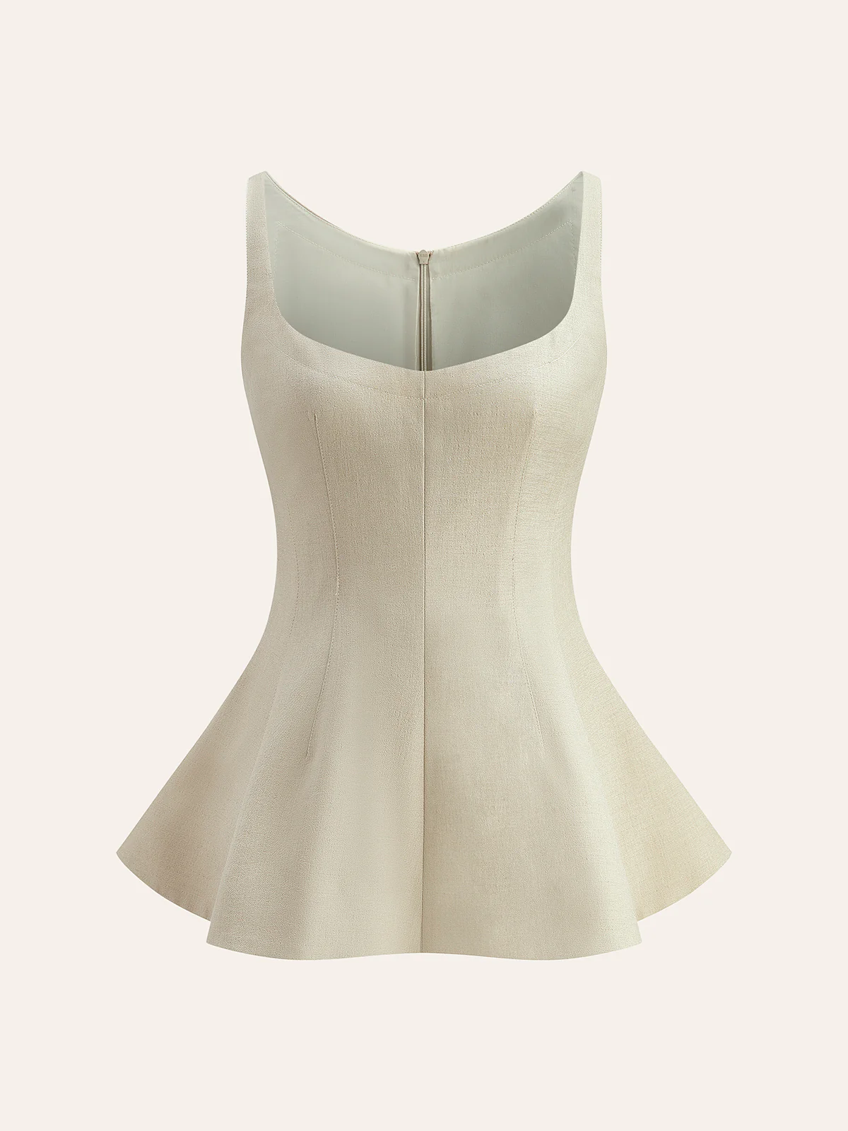 Back Zipper Peplum Flare Top - Takermore