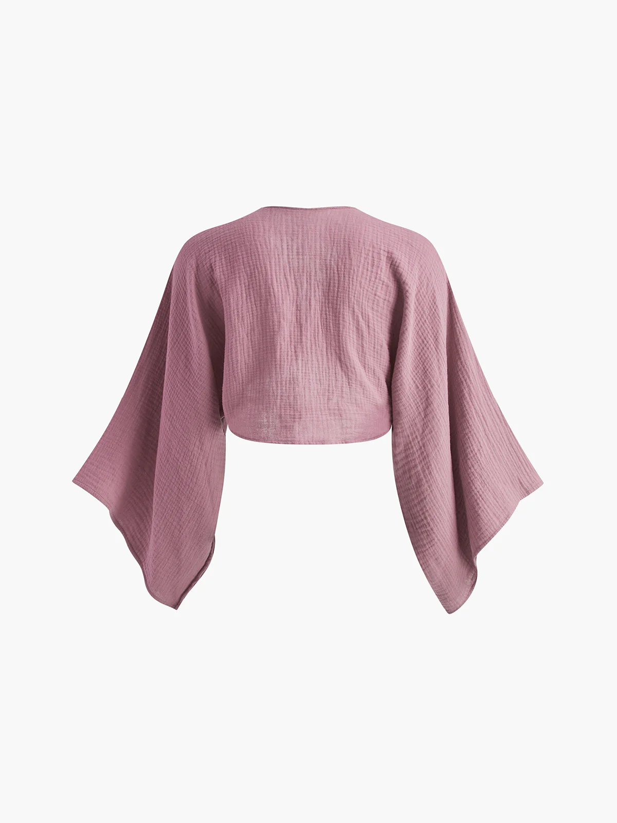 Tie-Front Long Sleeve Cropped Blouse - Takermore