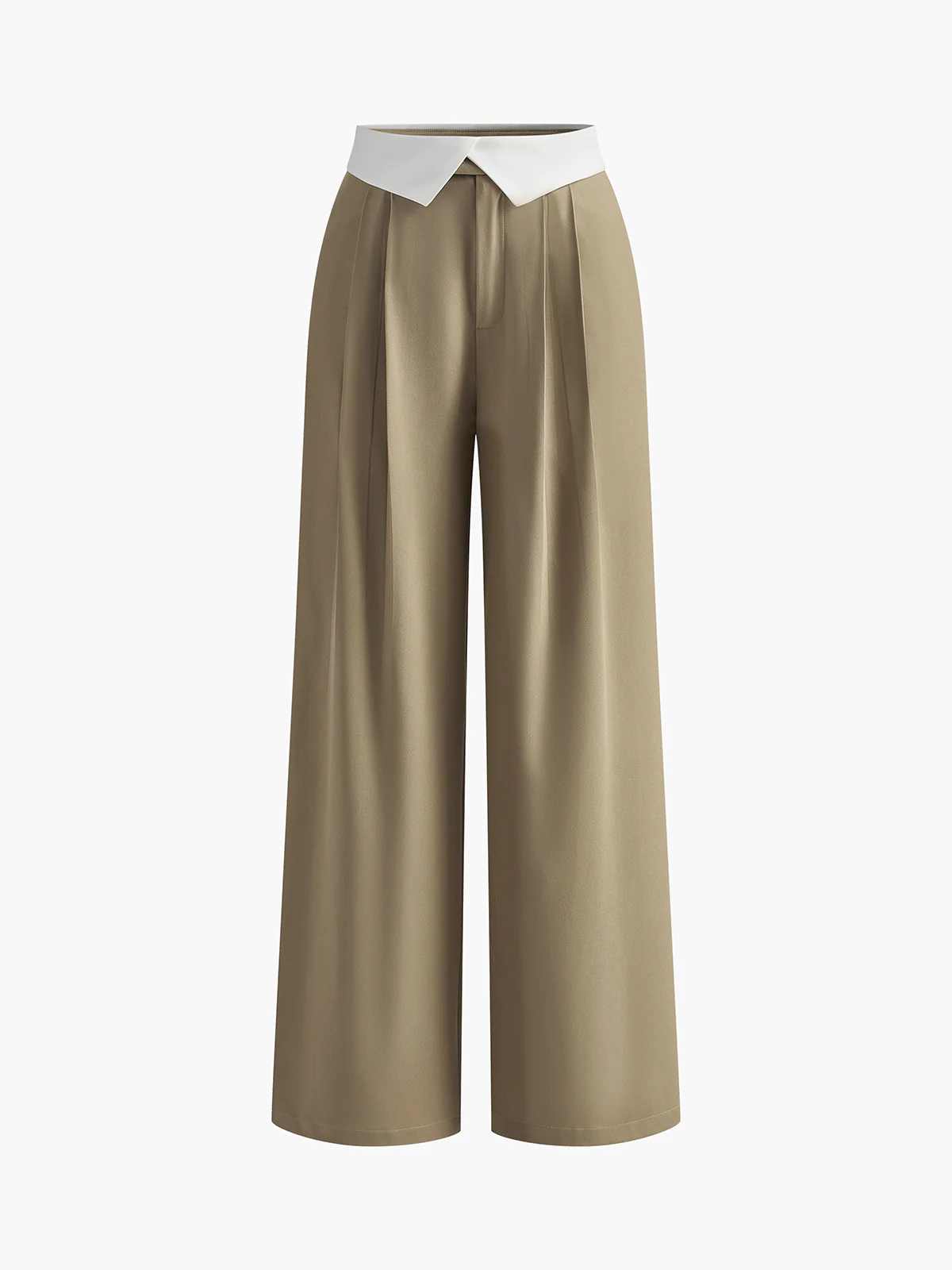 Contrast Binding Wide-Leg Pants - Takermore