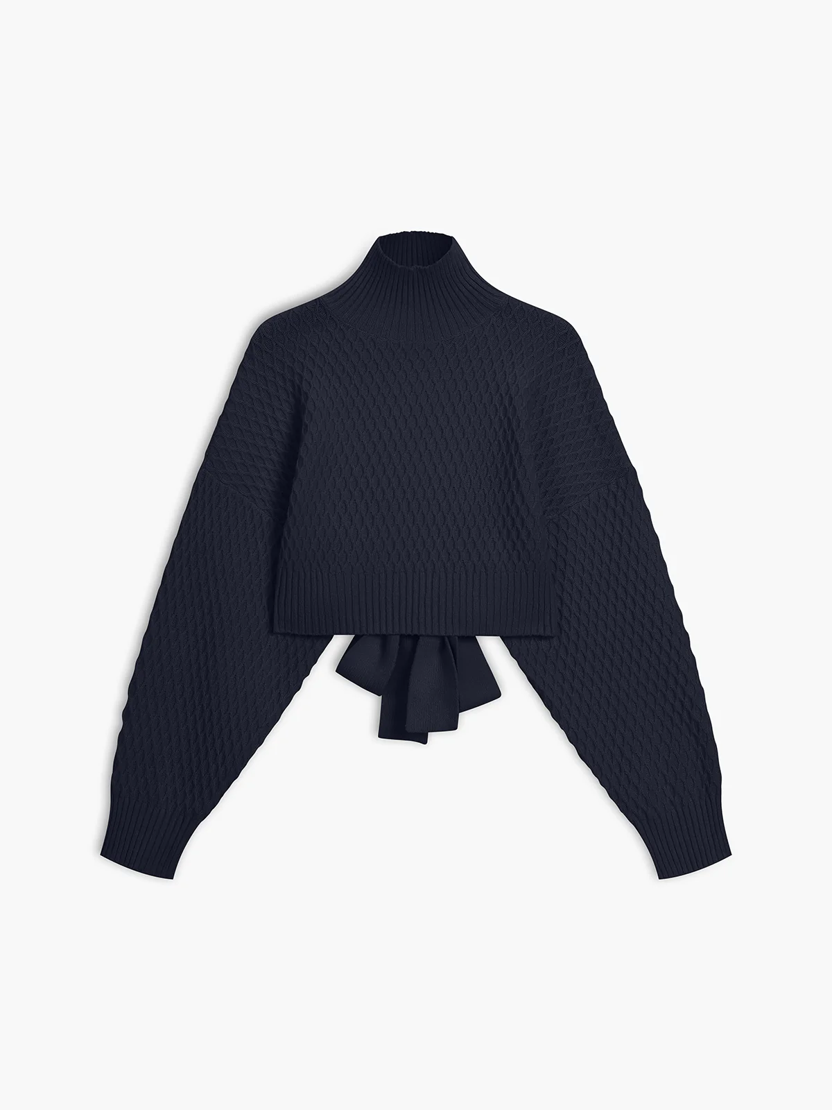 Tie Back Mock Neck Sweater - Takermore