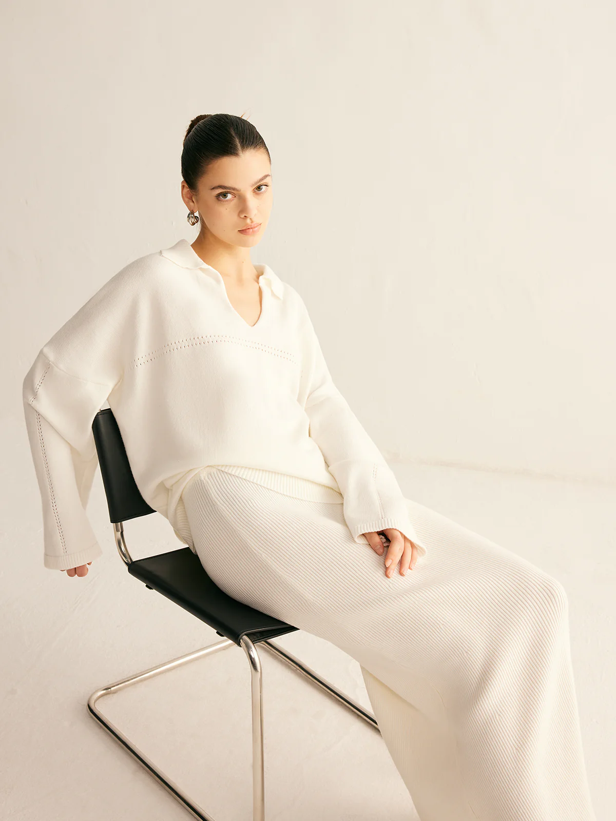 Minimalist Knit Midi Skirt Set - Takermore