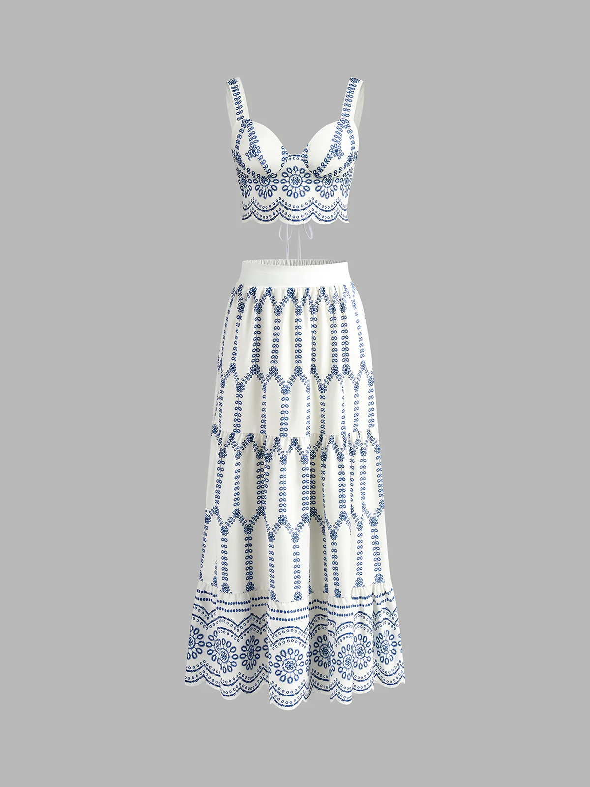 Printed Sleeveless Tie Back Skirt Set - Takermore