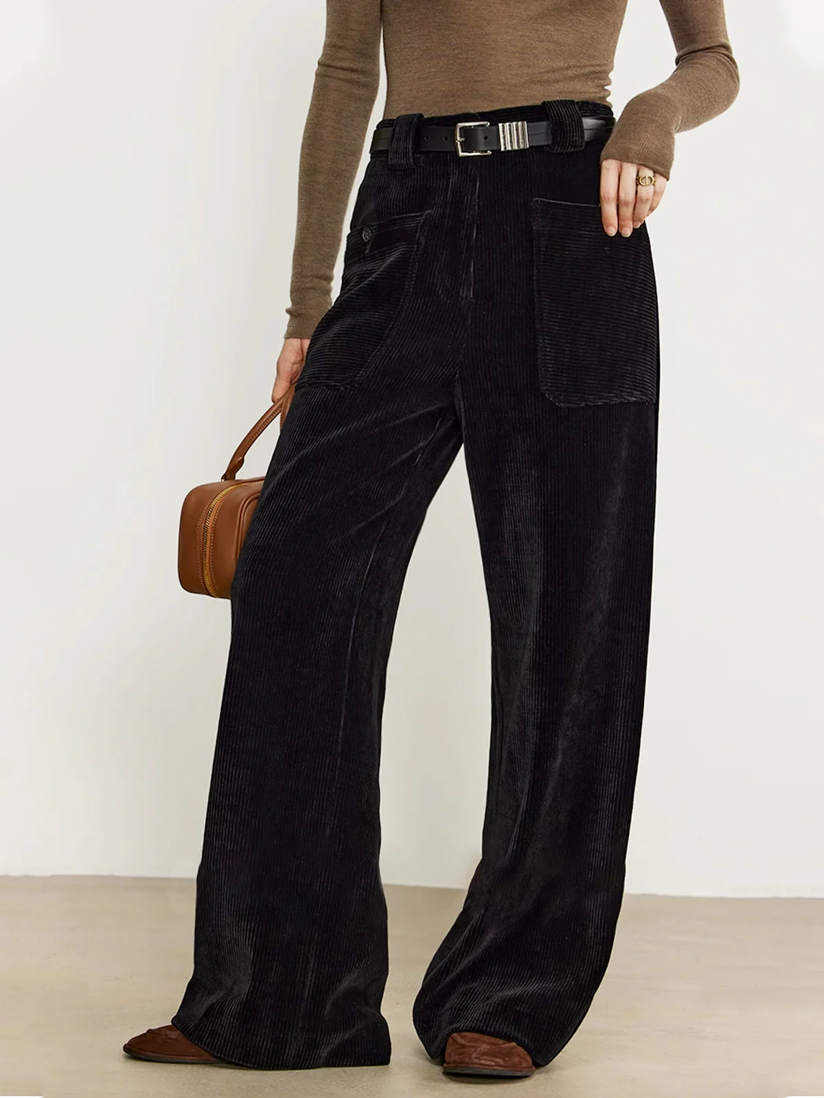 Corduroy Draped Pants Without Belt - Takermore