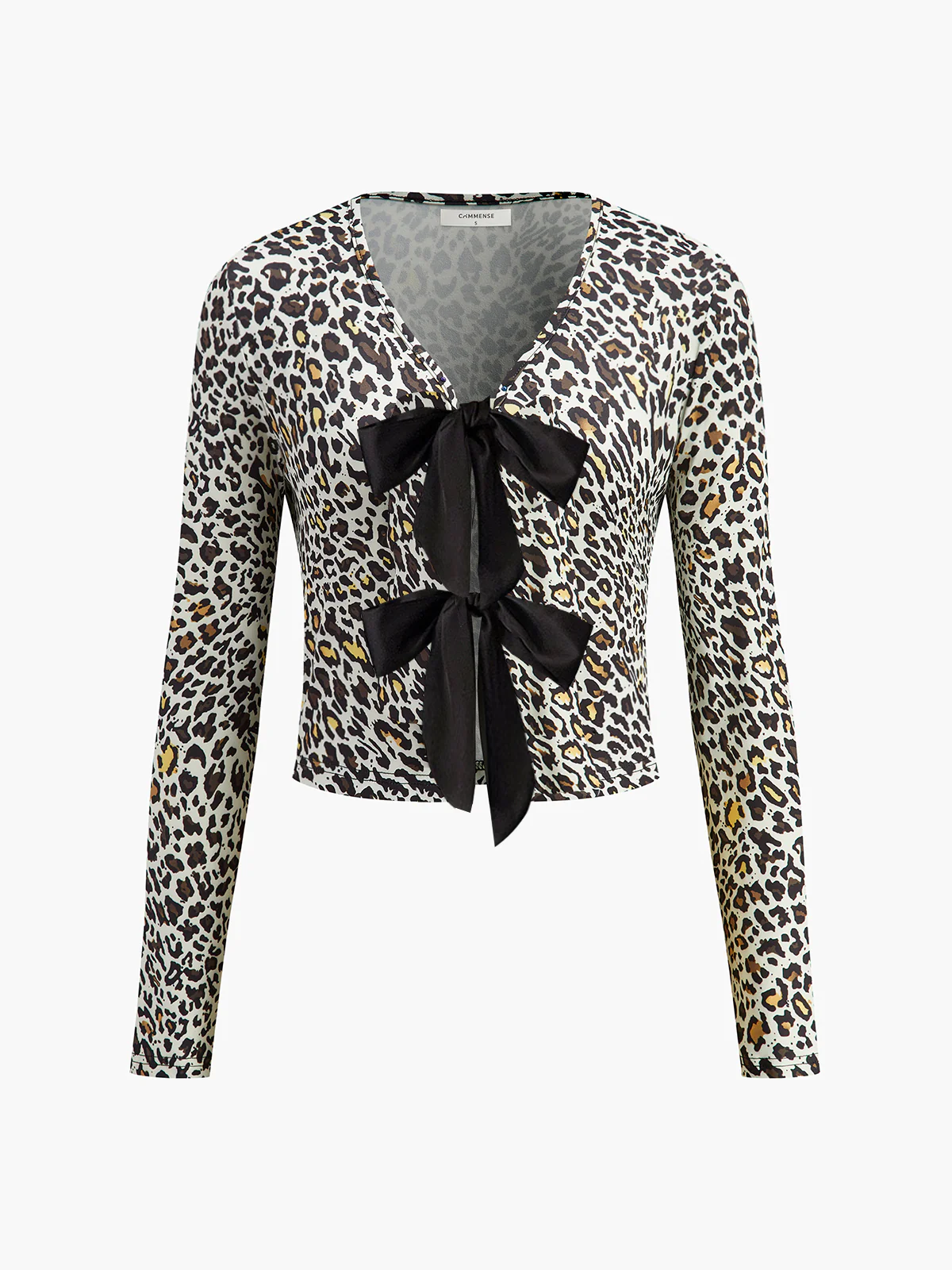 Bow Front Leopard Printed Jersey Blouse - Takermore